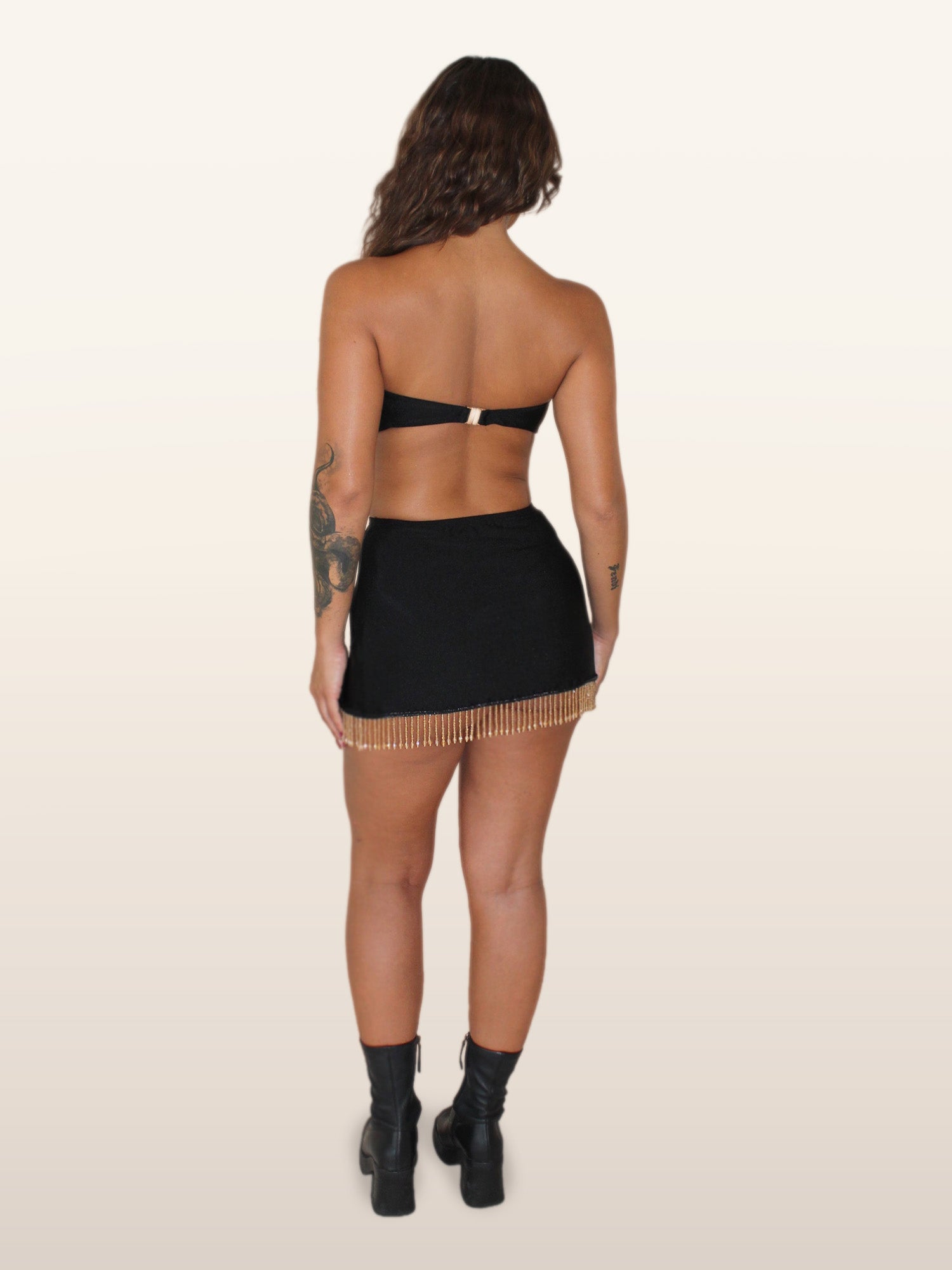 Las Vegas Fringe Mini Skirt — Black