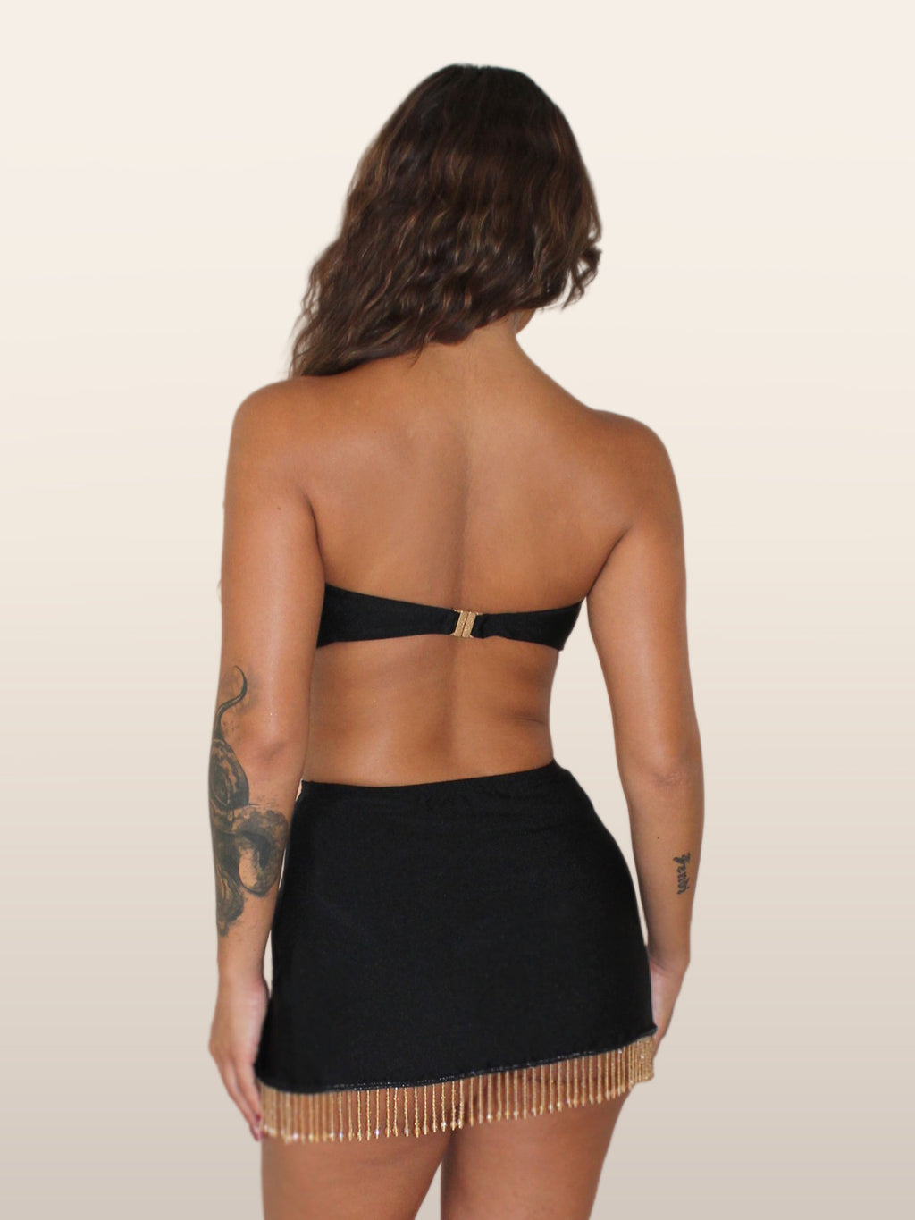 Las Vegas Strapless Crop Top — Black