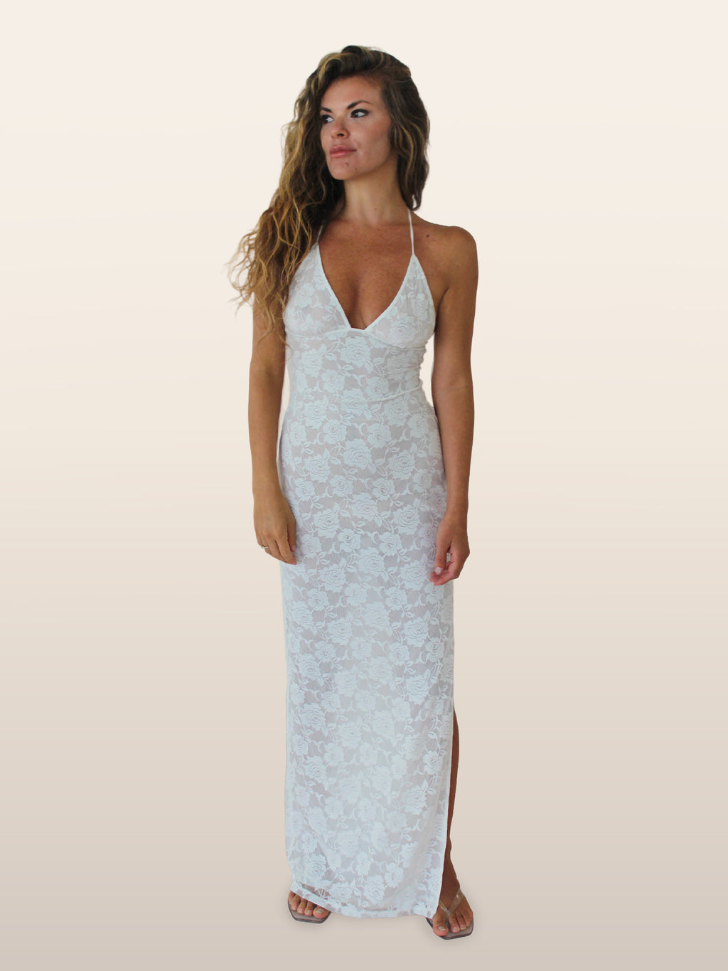 Marry Me in Las Vegas Lace Maxi Dress — White