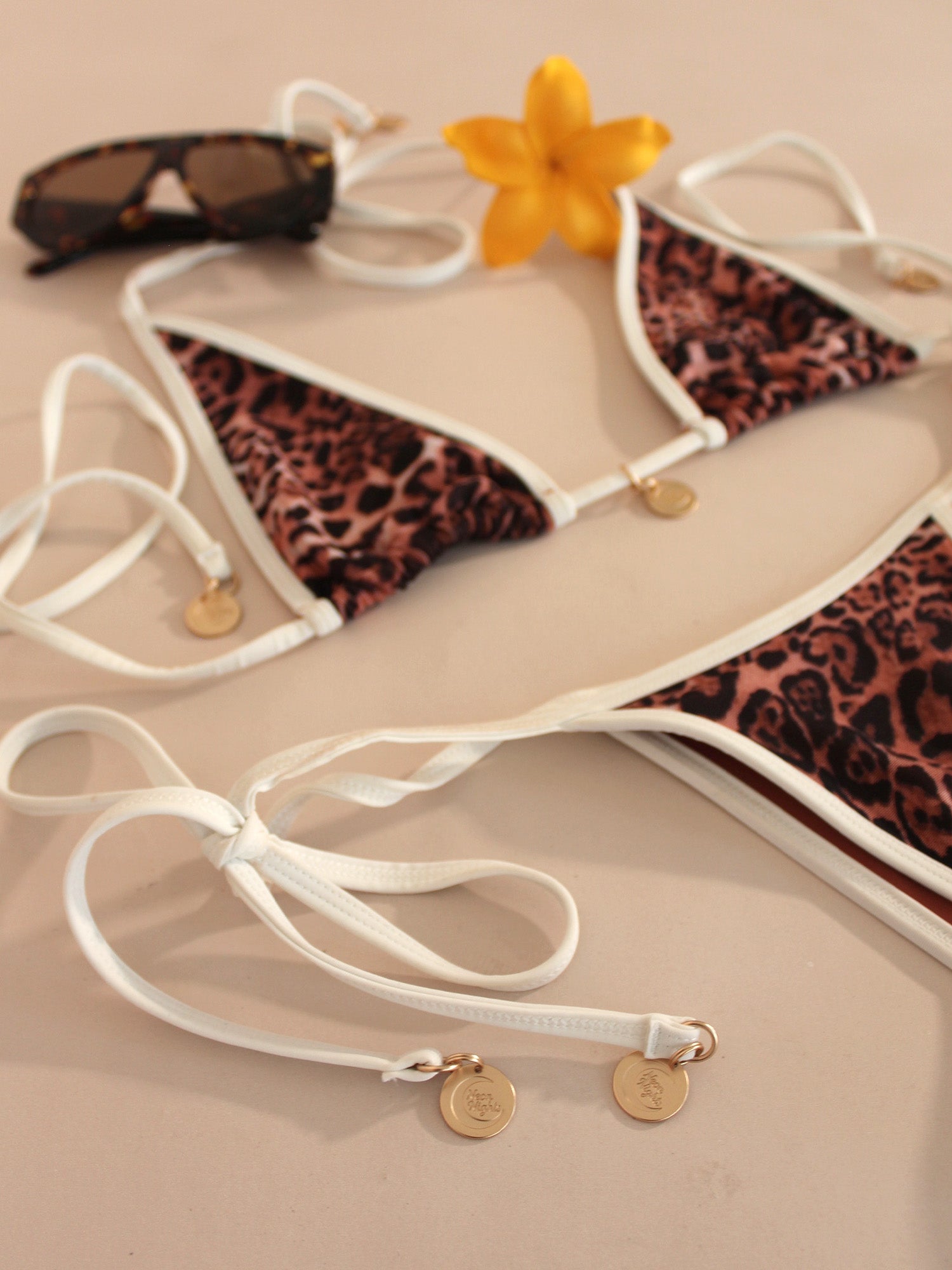 Showgirl Splash Triangle Bikini Top — Leopard Print
